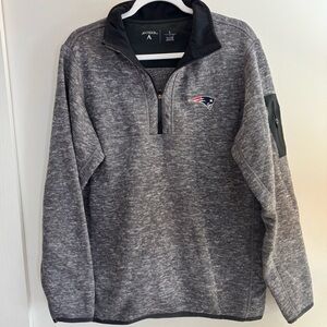 Antigua NFL New England Patriots Quarter Zip Pullover Fleece Gray Men’s Size L